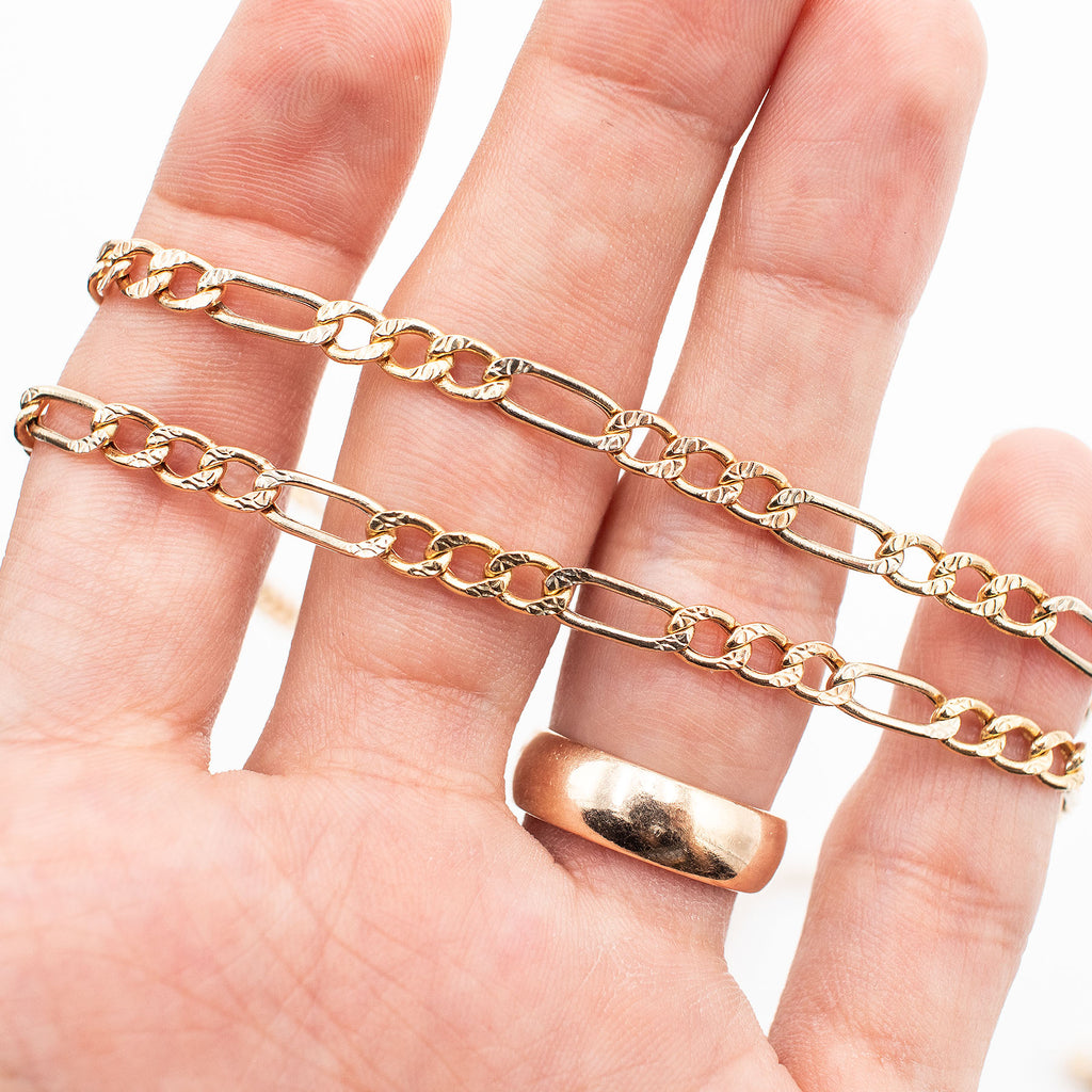 14k Yellow Gold 21 Inch Figaro Link Chain Necklace