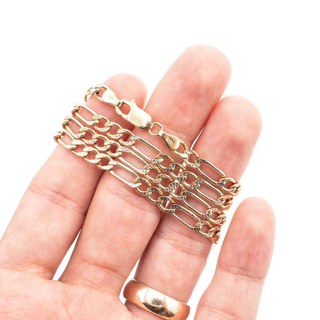 14k Yellow Gold 21 Inch Figaro Link Chain Necklace