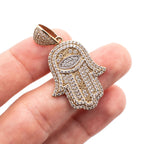 10k Yellow Gold Hamsa Cubic Zirconia Pendant
