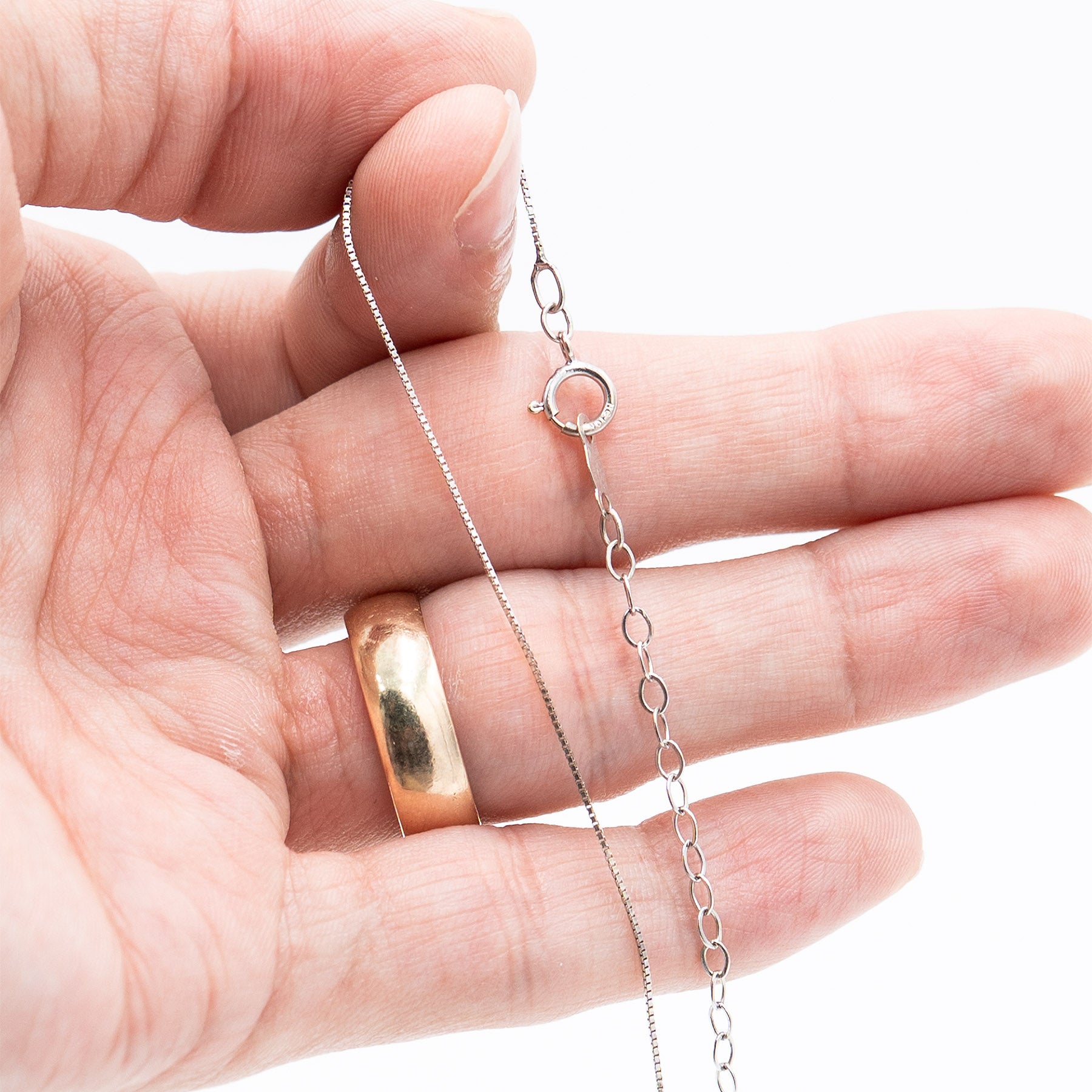 10k White Gold Small Round Diamond Tear Shape Pendant Necklace