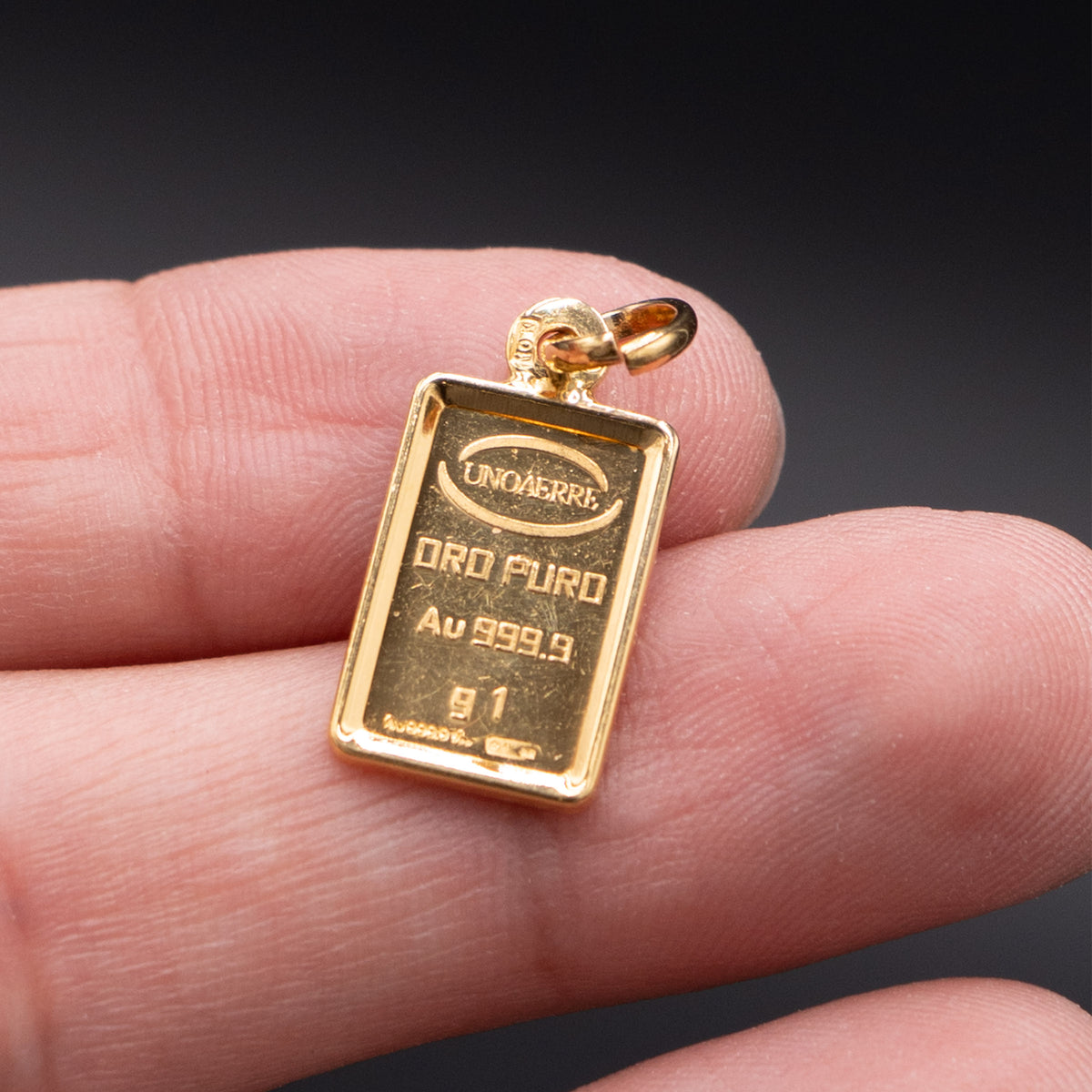 24k Yellow Gold Bar Pendant