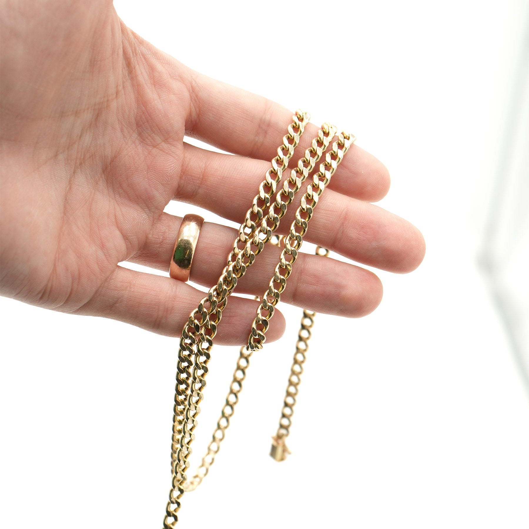 10k Yellow Gold Curb Link Chain 28 inch Necklace