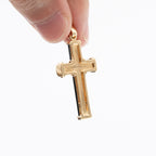 18k Yellow Gold Black Inlay Carbon Style Cross Pendant
