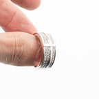 10k White Gold Round Cut Diamond Wide Cross Ring