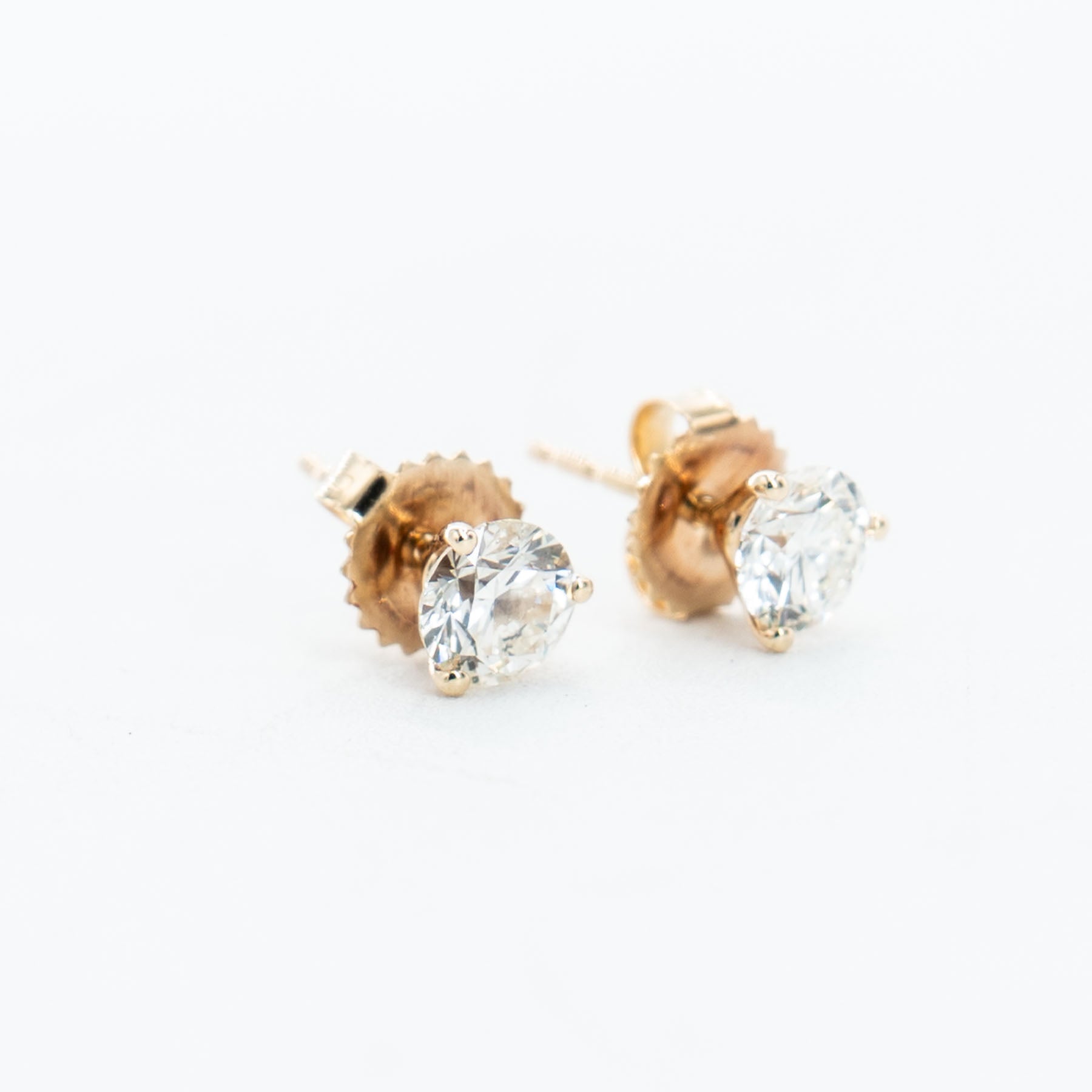 14k Yellow Gold Lab Grown Round Cut Diamond Stud Earrings