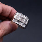 14k White Gold Baguette Diamond Pave Mens Ring