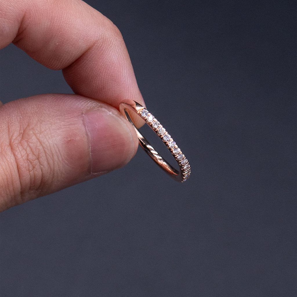 14k Rose Gold Round Diamond Egagement Ring Set