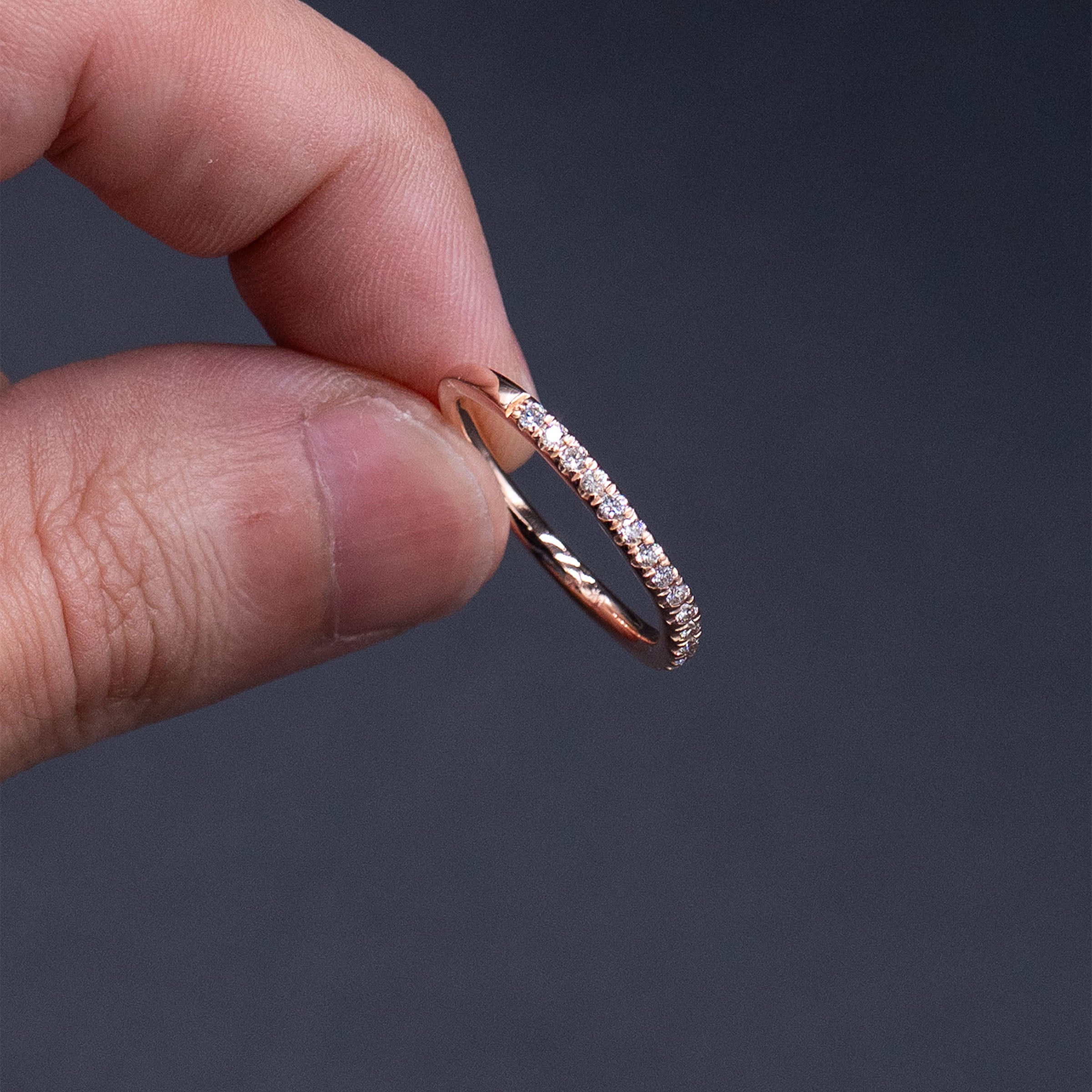 14k Rose Gold Round Diamond Egagement Ring Set