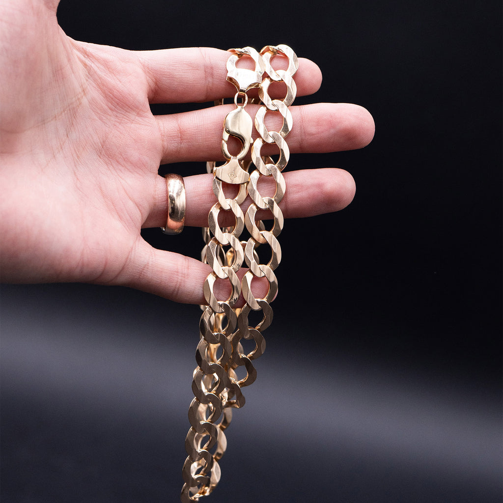 14k Yellow Gold  13mm Curb Link Chain Necklace