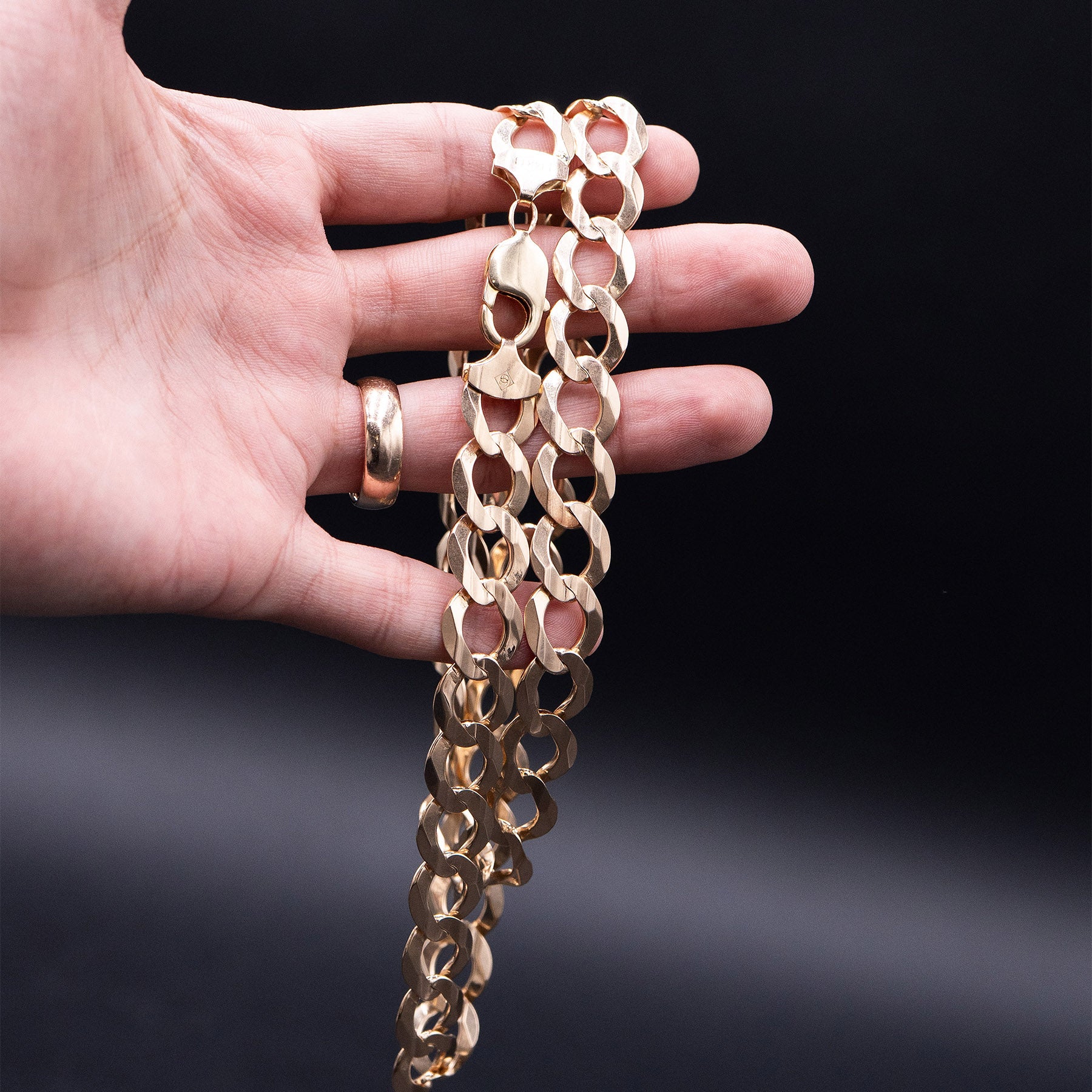 14k Yellow Gold  13mm Curb Link Chain Necklace