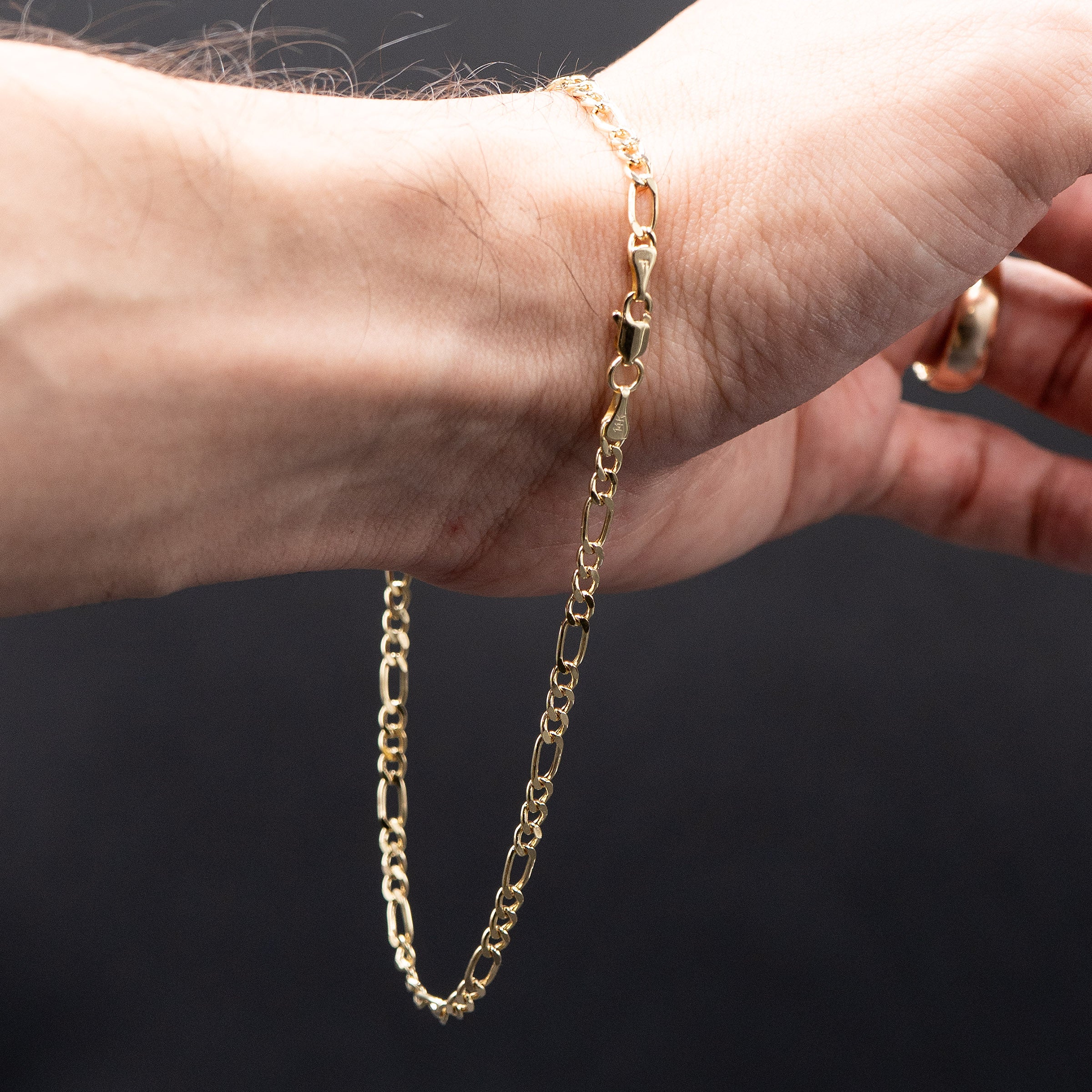 14k Yellow Gold Figaro Link Chain Bracelet
