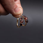 14k Yellow Gold Brown Semi Precious Stone Huggie Earrings