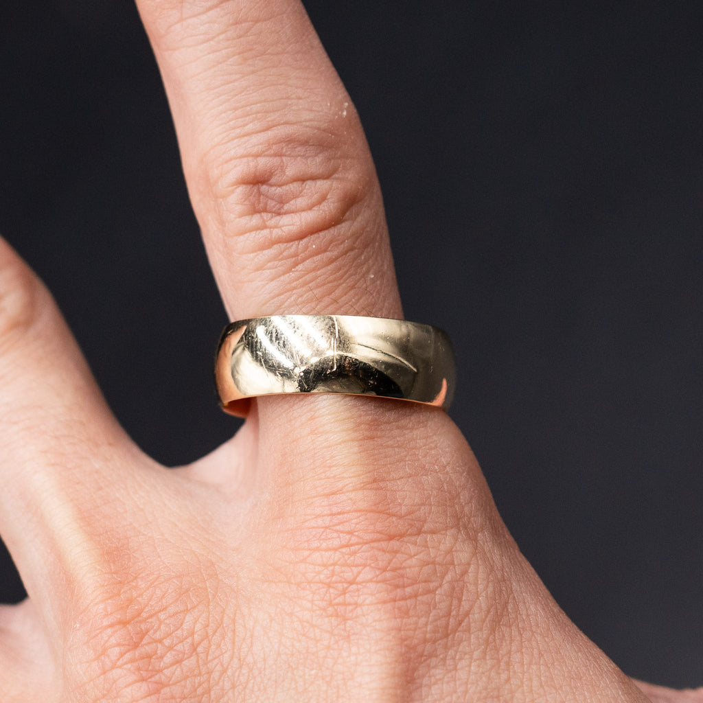 14k Yellow Gold Wide Smooth Wedding Band For Men