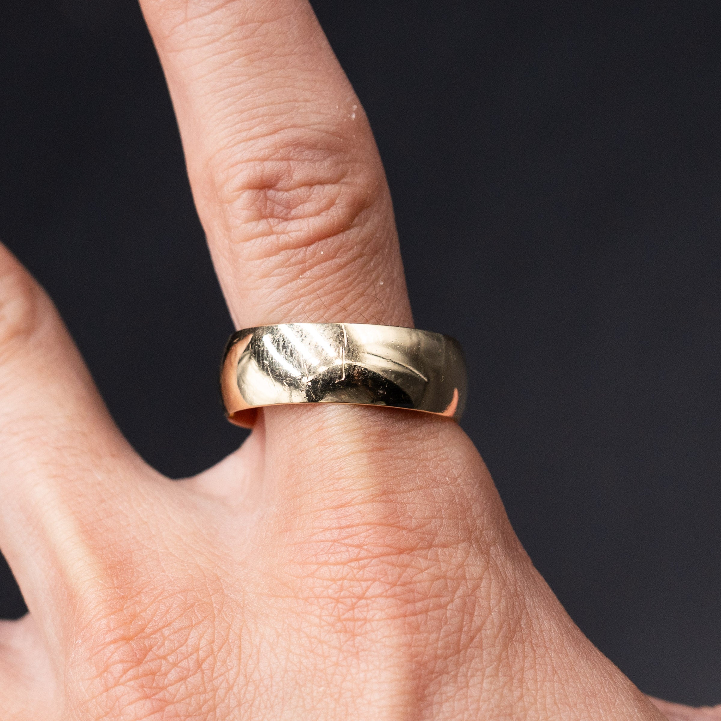 14k Yellow Gold Wide Smooth Wedding Band For Men