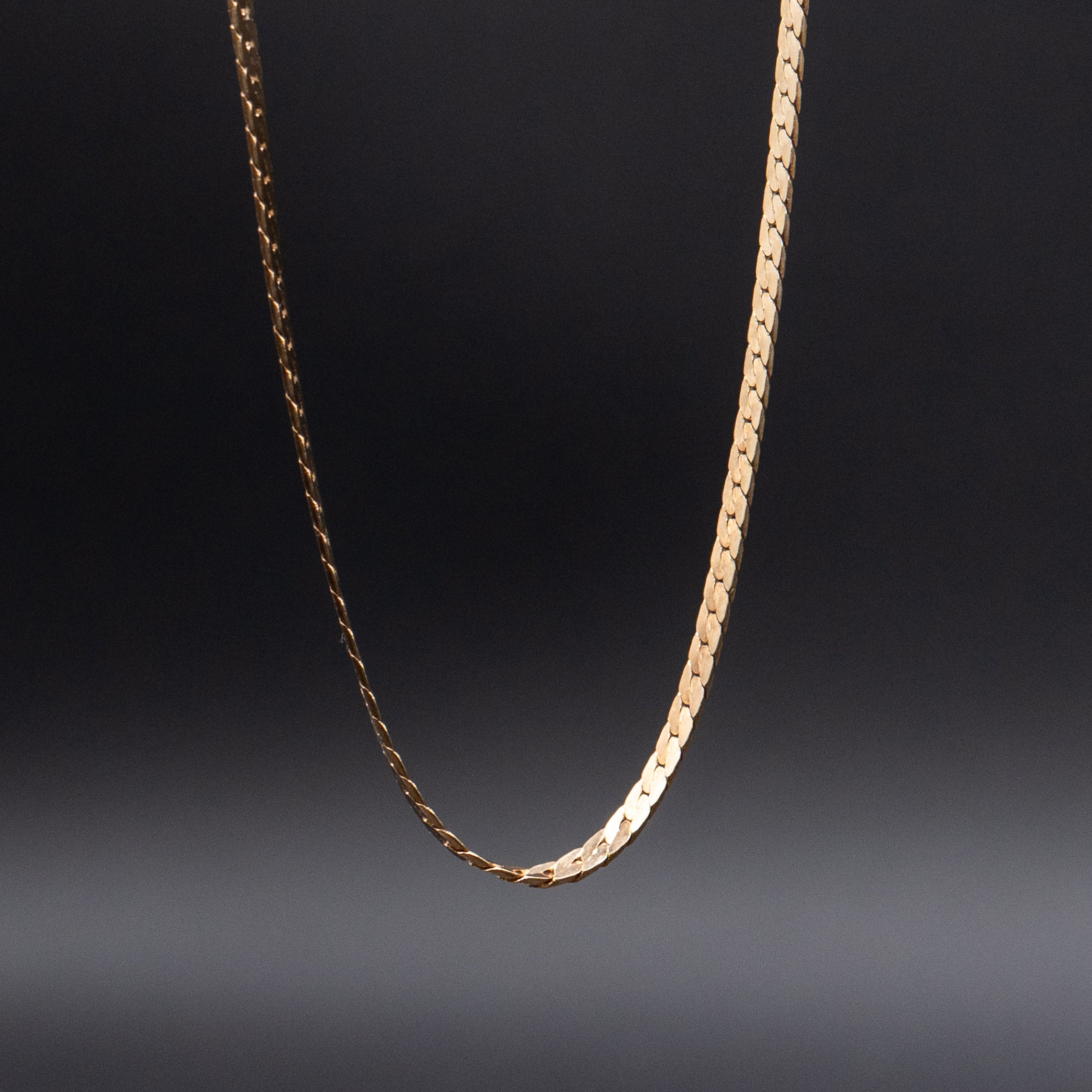 14k Yellow Gold Flat Curb Vintage Chain Necklace