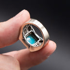 14k White Gold Turquoise Cabochon Diamond Ring