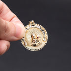 14k Yellow Gold Round Religious Pendant