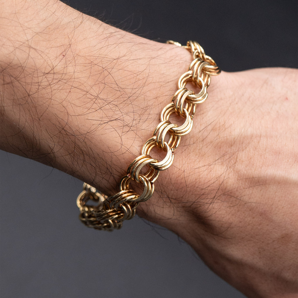 14k Yellow Gold Tripple Ring Charm Bracelet