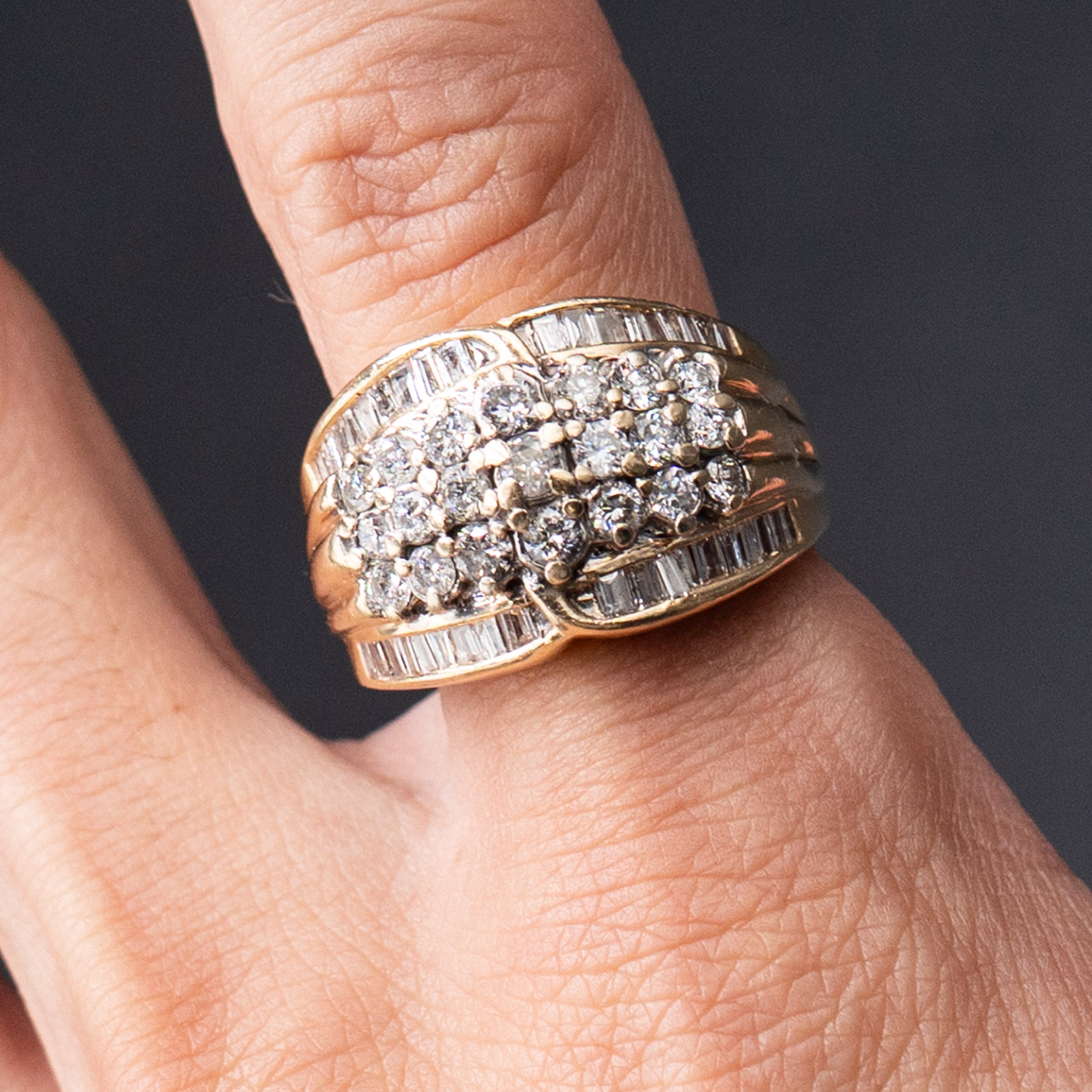 14k Yellow Gold Diamond Dome Ring