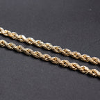 14k Yellow Gold Semi Solid Rope Chain Necklace