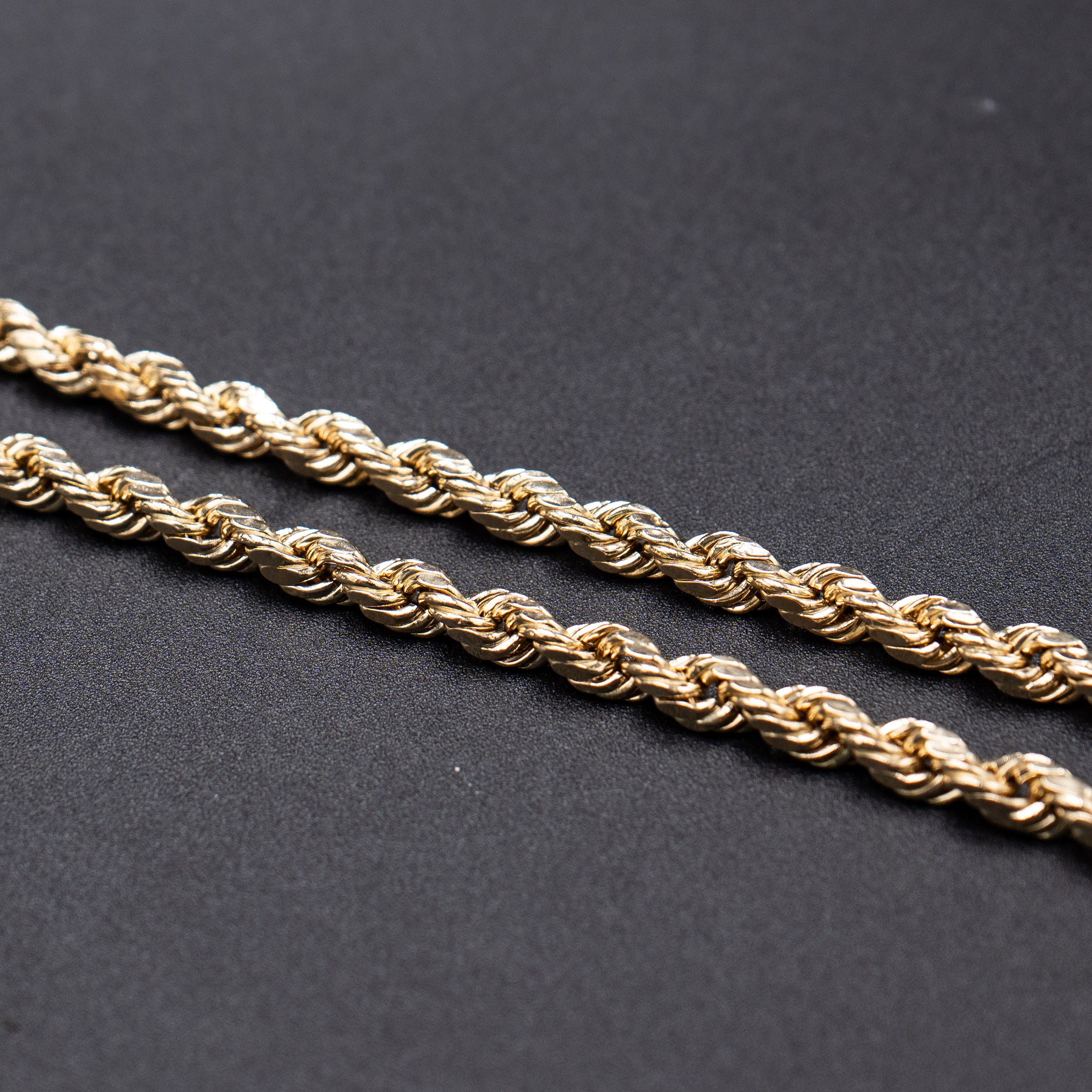 14k Yellow Gold Semi Solid Rope Chain Necklace