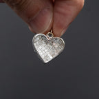 14k White Gold Invisible Set Diamond Pave Heart Pendant