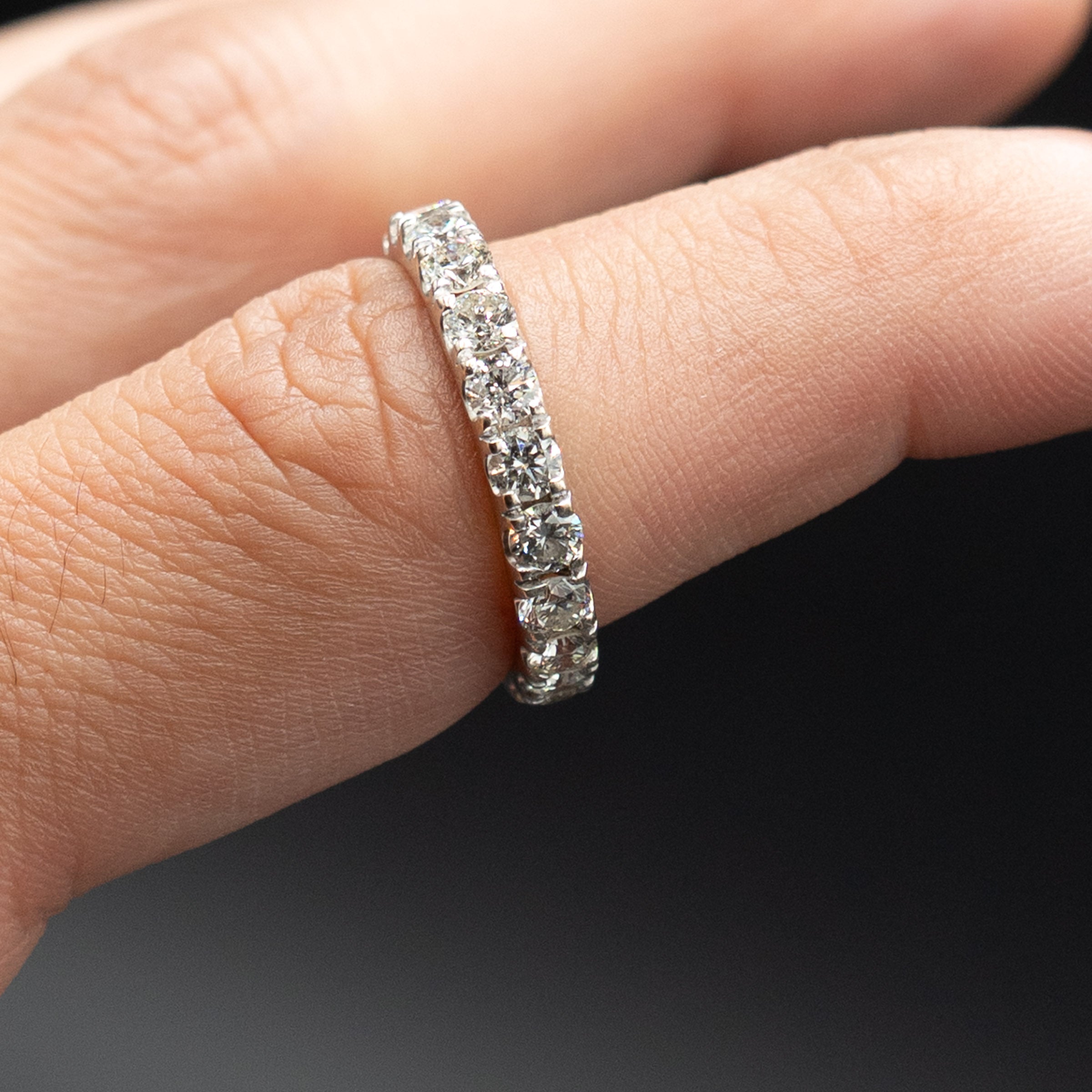 14k White Gold Round Cut Diamond Eternity Band Ring