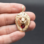 14k Yellow Gold Lion Head Ruby Pendant