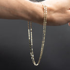 14k Yellow Gold Thin Mirror Link Chain Necklace