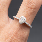 14k White Gold Small Pear Shape Diamond Ring