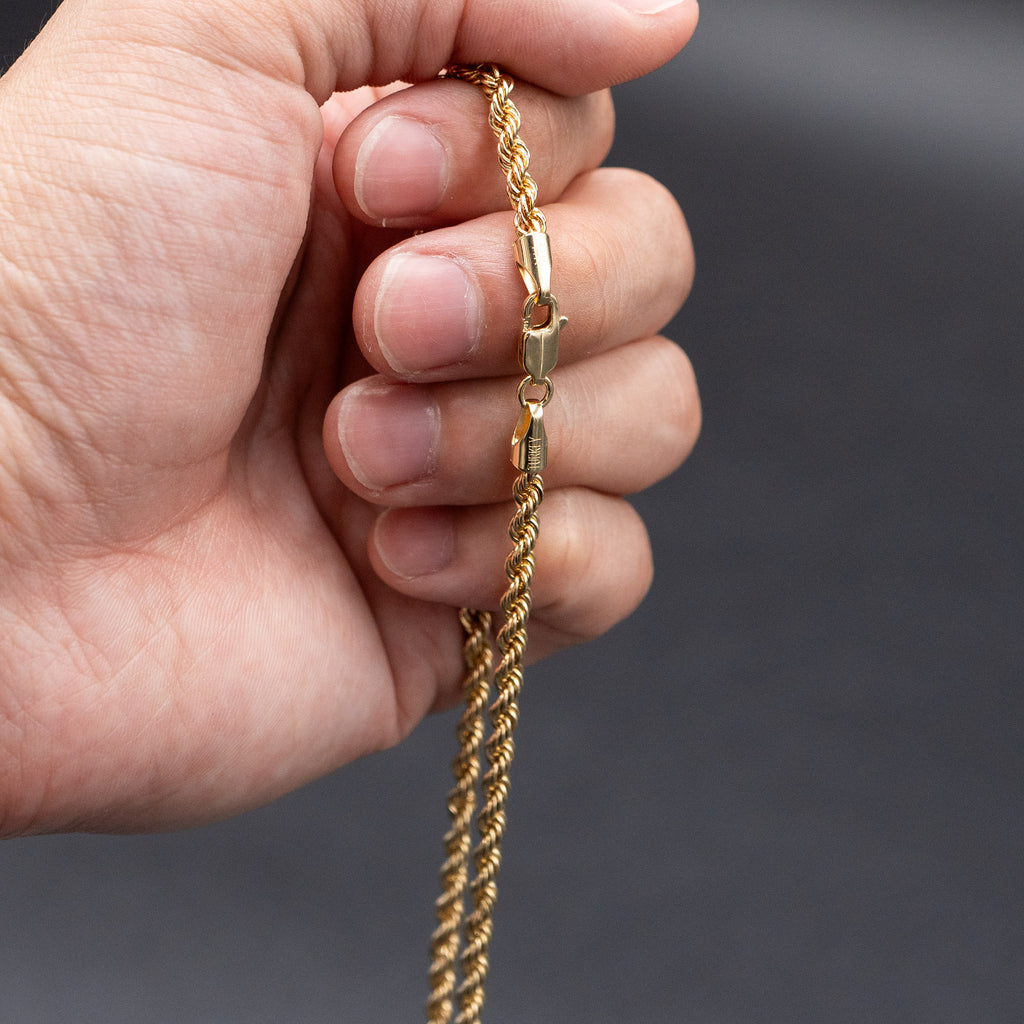 14k Yellow Gold Light Rope Chain Necklace