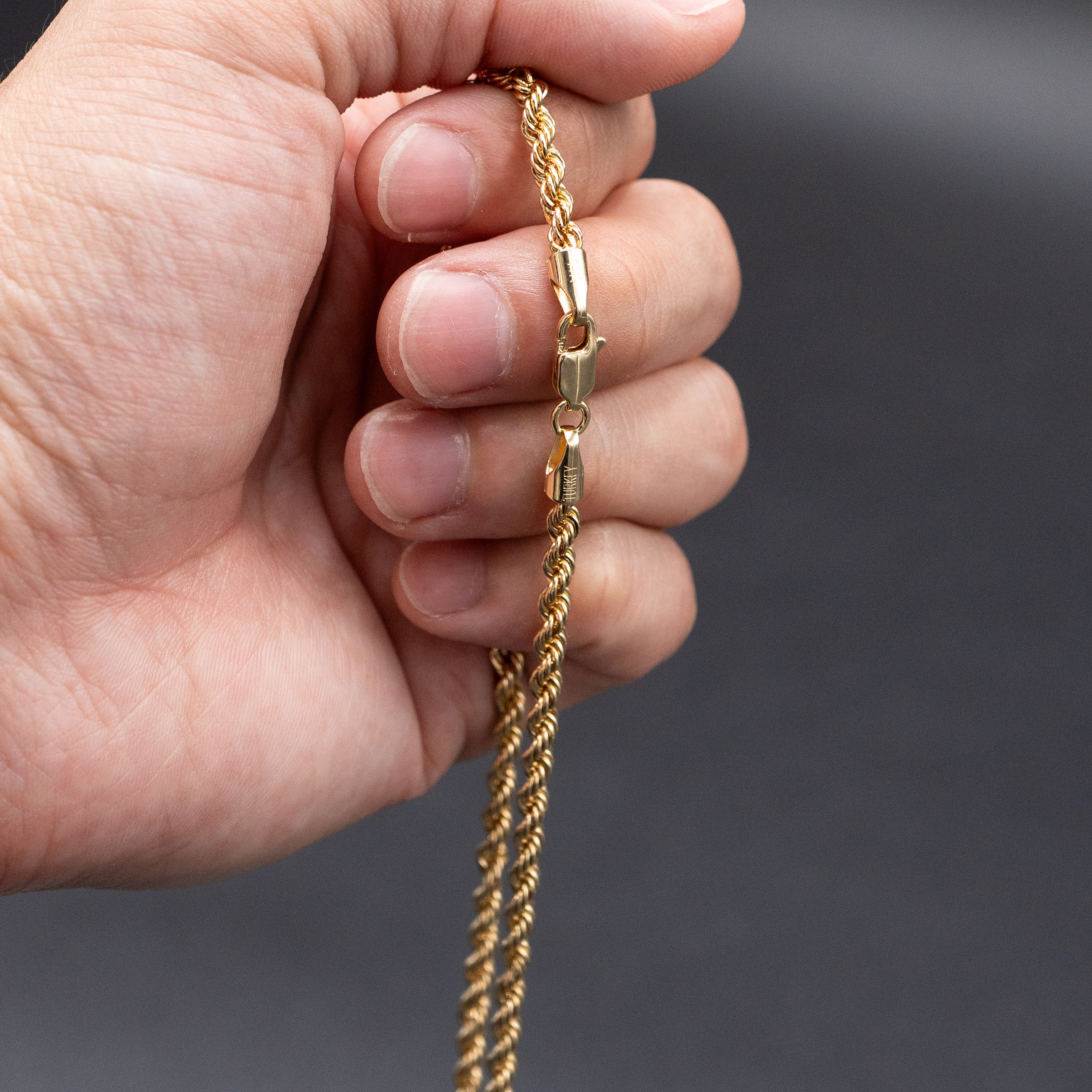 14k Yellow Gold Light Rope Chain Necklace