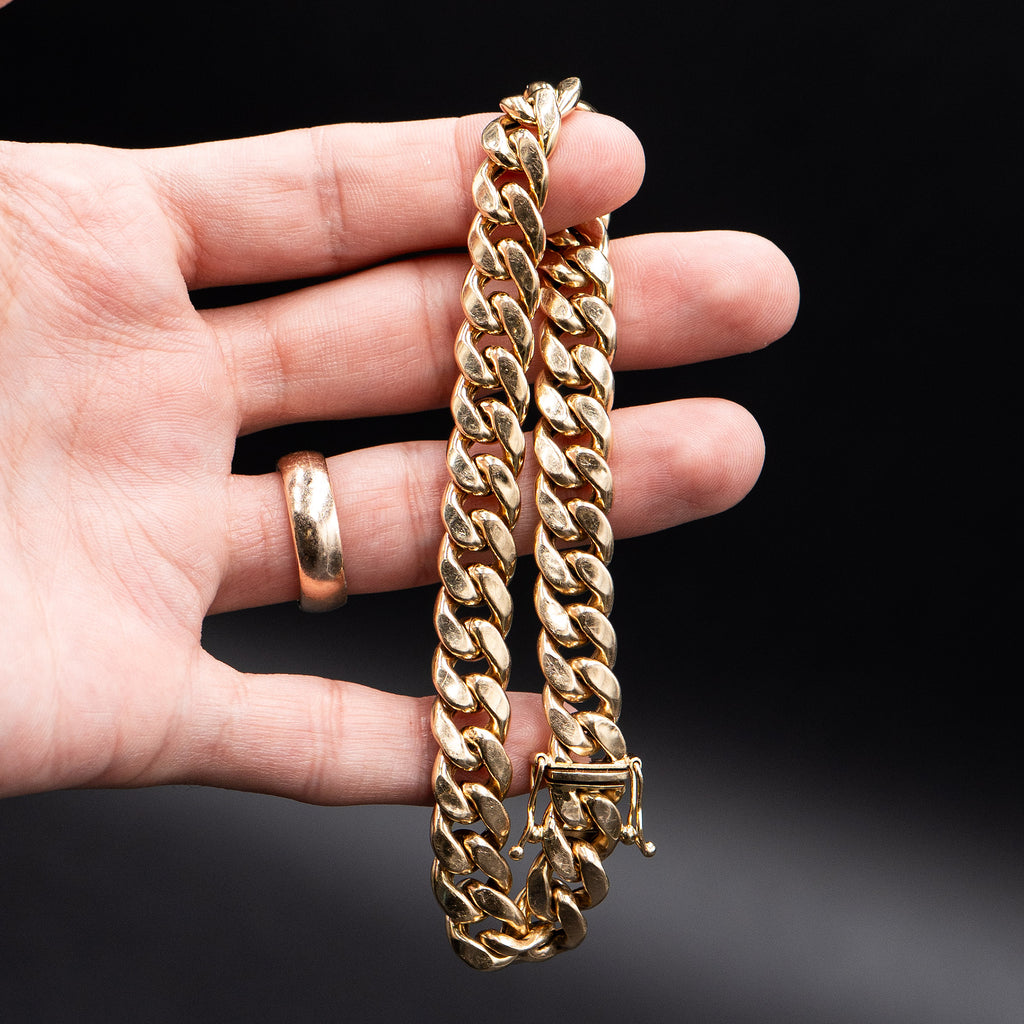 10k Yellow Gold Hollow Cuban Link Chain Bracelet