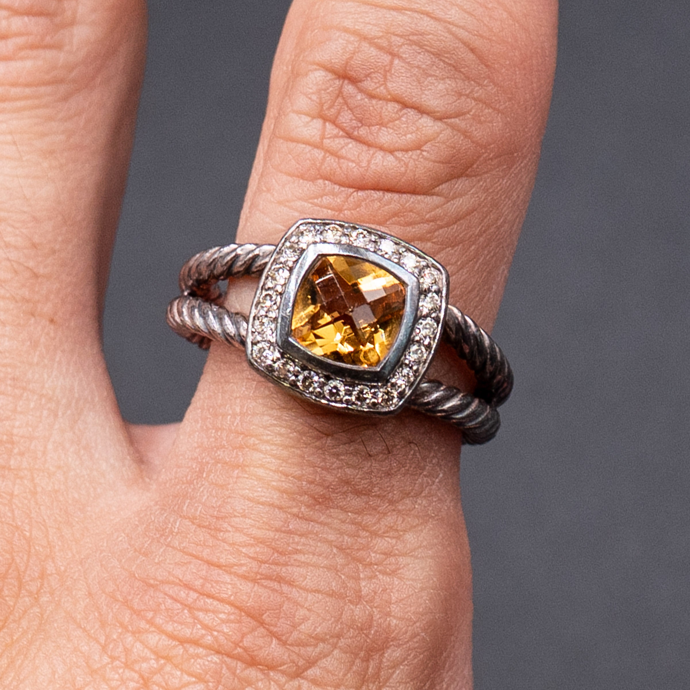 Pre-Owned David Yurma Citrine & Diamond Petite Albion Ring