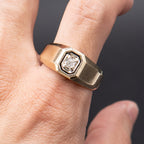 14k Yellow Gold Round Gemstone Wide Mens Band