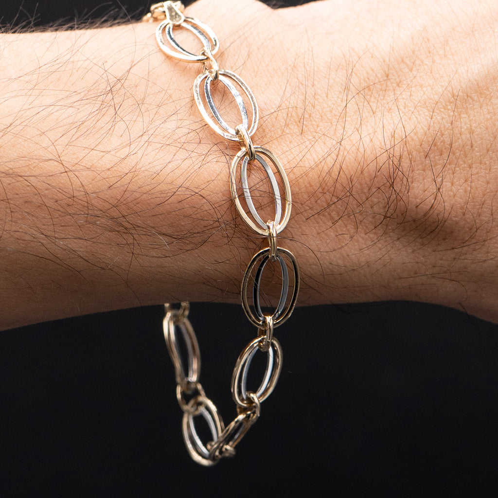 9k Yellow Gold Double Oval Link Chain Bracelet