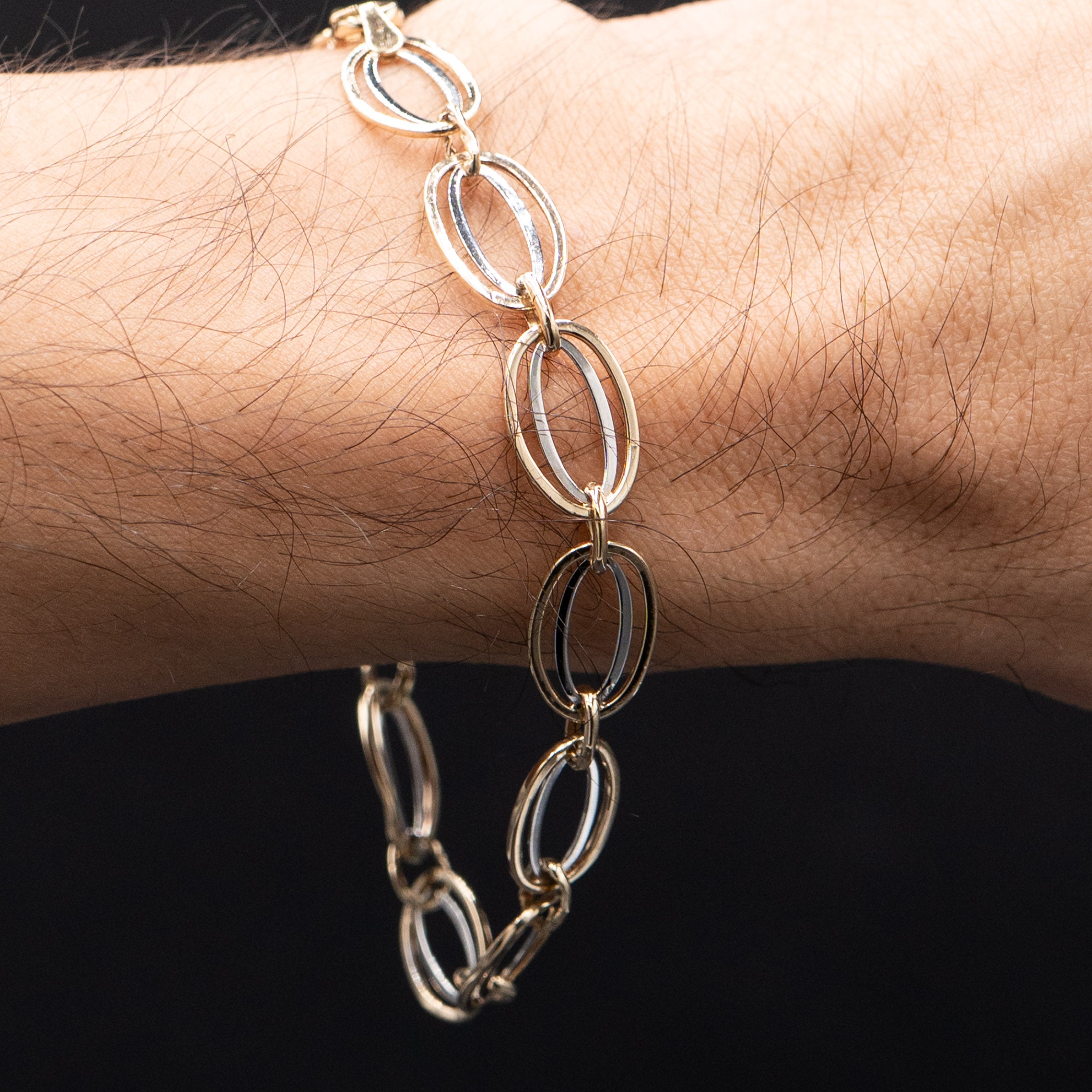 9k Yellow Gold Double Oval Link Chain Bracelet