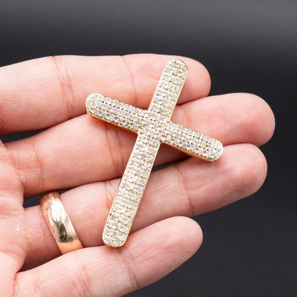 10k Yellow Gold Diamond Pave Cross Pendant