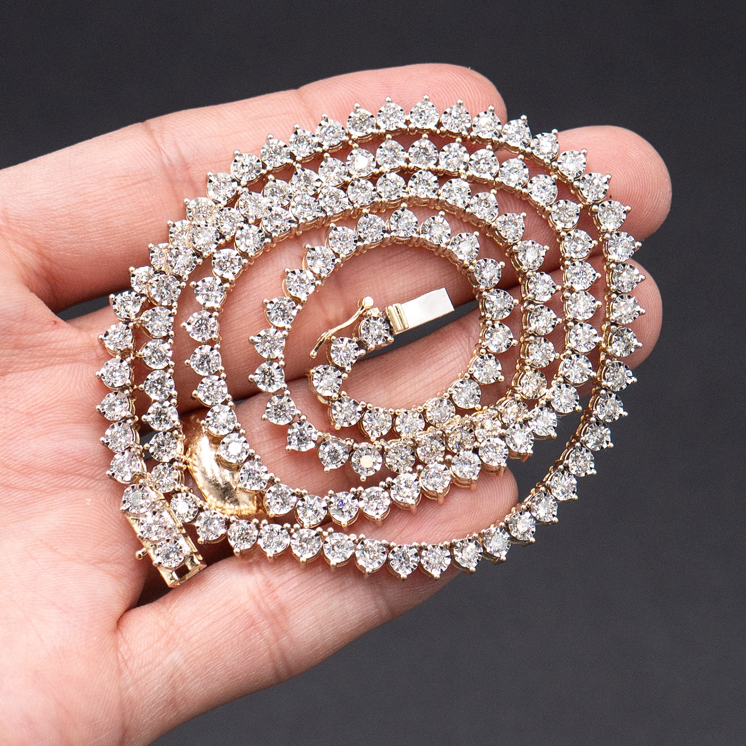 10k Yellow Gold Diamond Tennis 20 inch Necklace