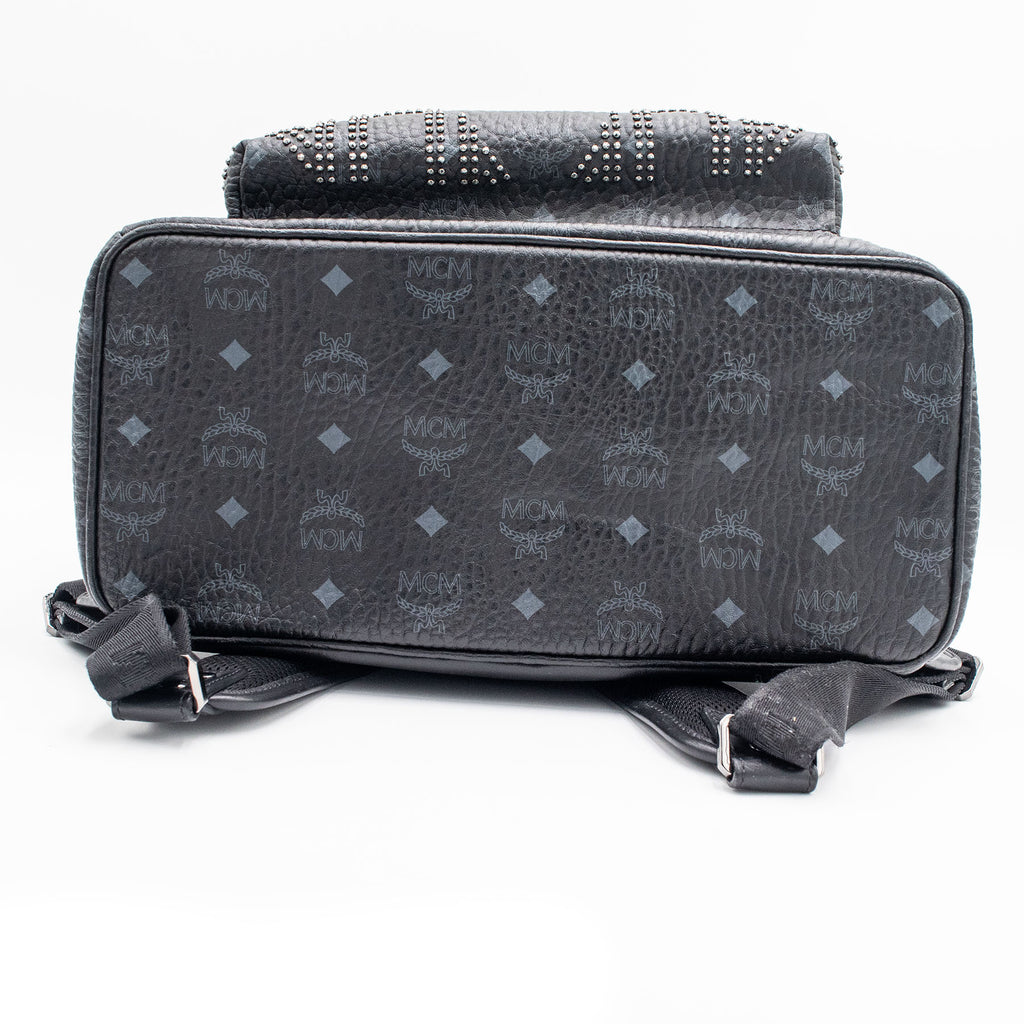 MCM Munchen Stark Studded Black Backpack