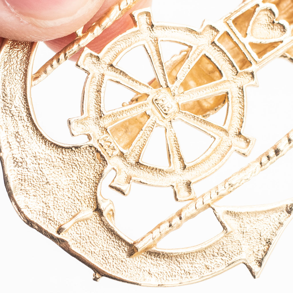 14k Yellow Gold Jesus Anchor Pendant