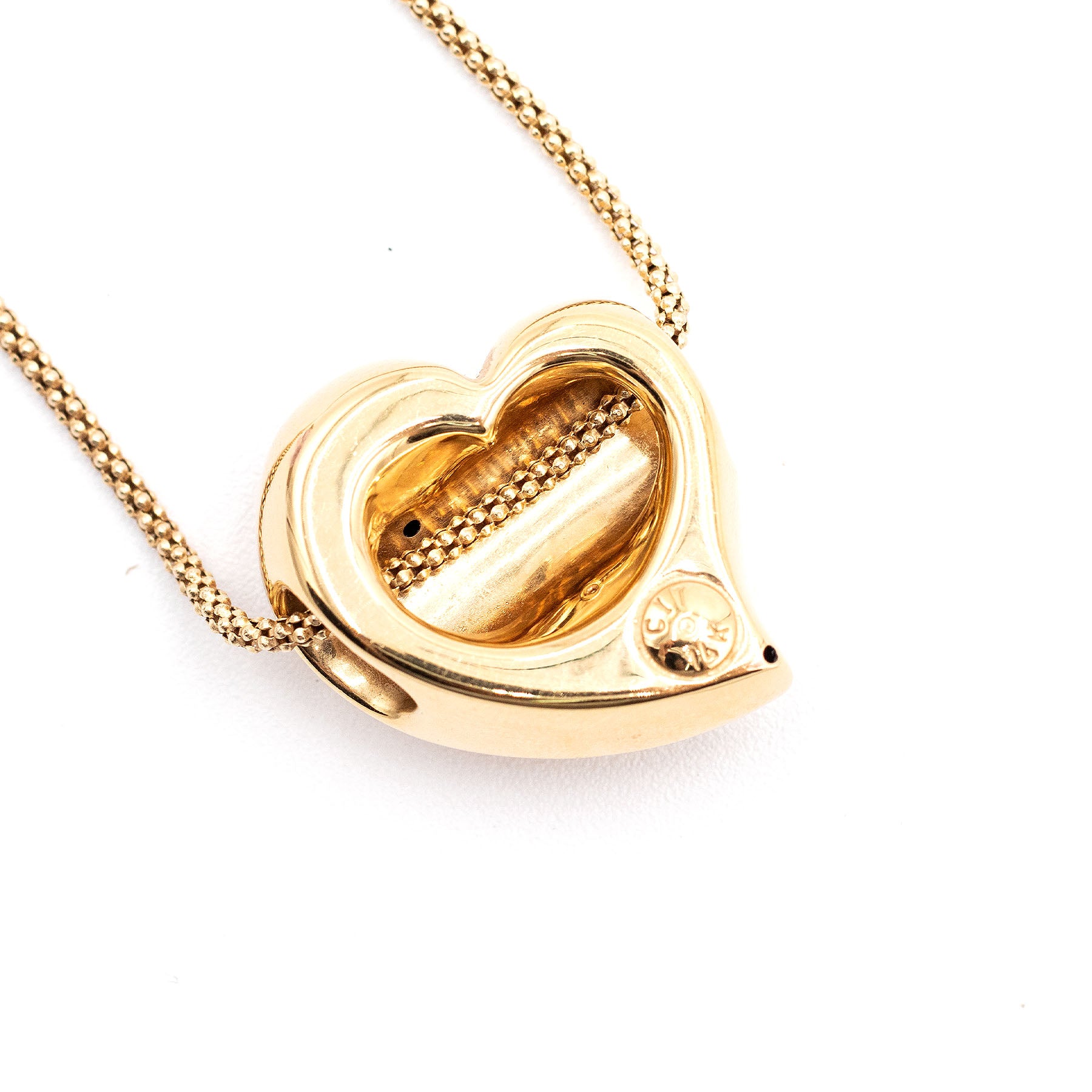 14k Yellow Gold Fox Tail Heart Pendant Necklace