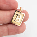 18k Yellow Gold Rectangle "B" Initial Pendant