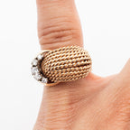 14k Yellow Gold 0.17ctw Diamond Rope Style Ring