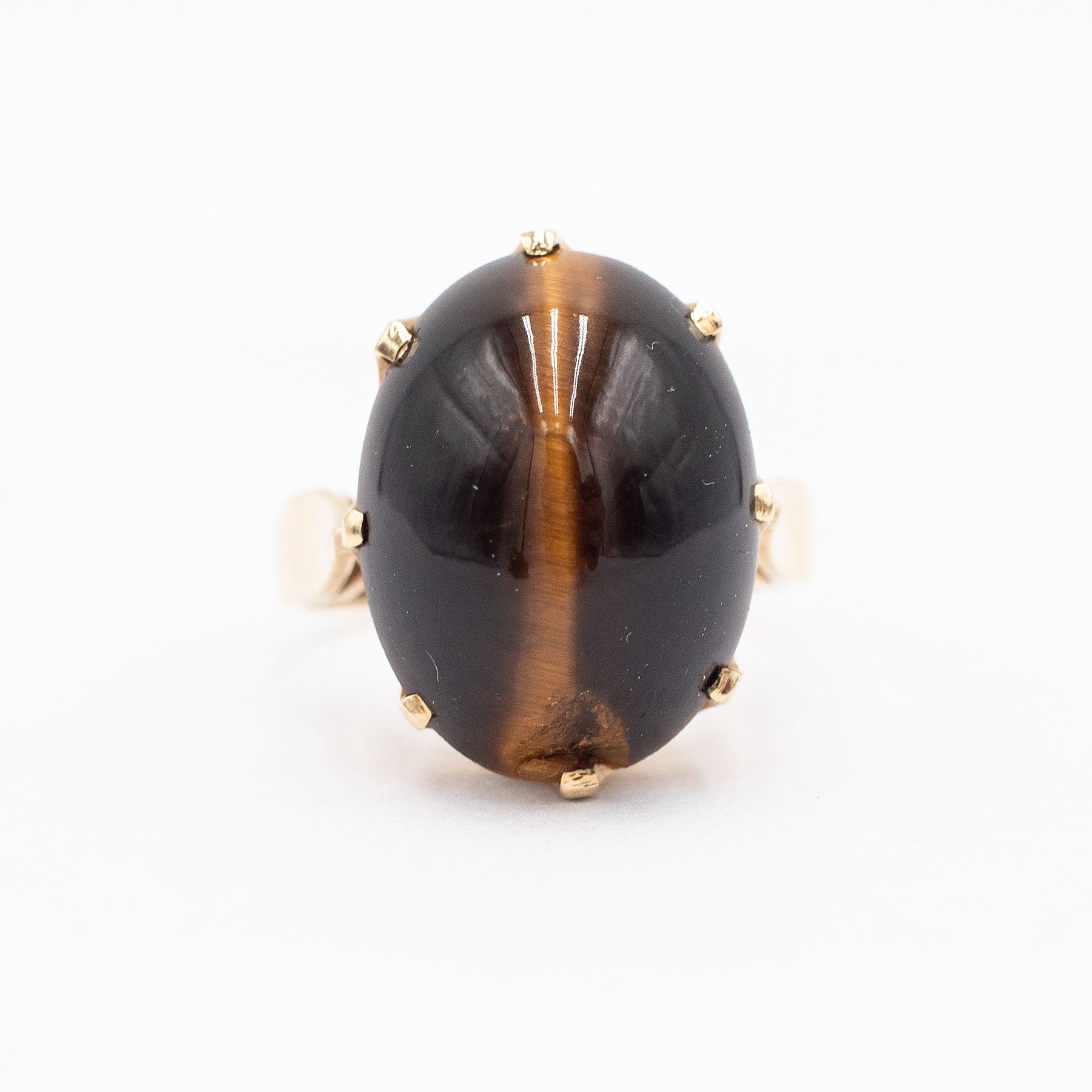 14k Yellow Gold Tiger Eye Cabochon Ring