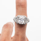 Platinum Cz Center Vintage Diamond Engagement Ring