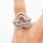 14k White Gold Double Heart Diamond Ring