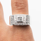 18k White Gold 0.75ctw Diamond Invisible Set Wide Ring