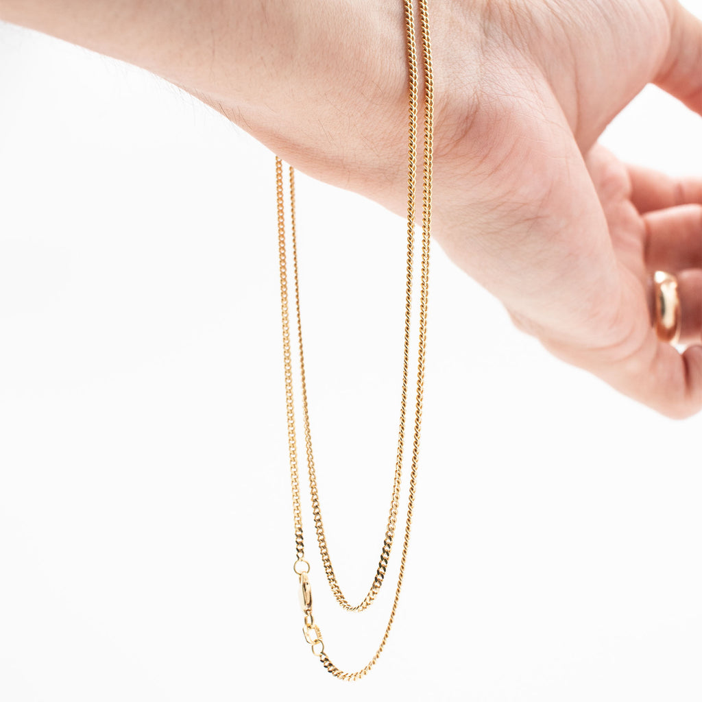 14k Yellow Gold 23 inch Curbed Thin Chain Necklace