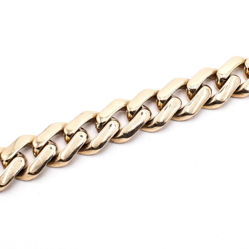 10k Yellow Gold Curb Link Mens Chain Bracelet